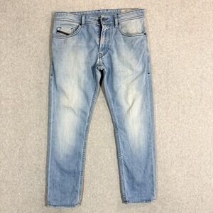 Diesel Jeans Men 31x27 Blue Thommer Slim Fit Stretch Denim Faded Hemmed 084EG